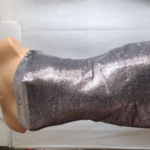 Lulu's sylver sequin bandeau maxi dress S